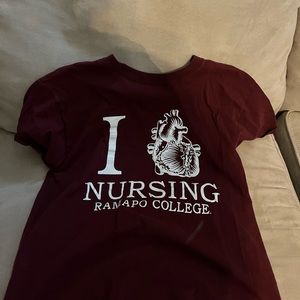 Maroon shirt - I love Nursing shirt from Ramapo College